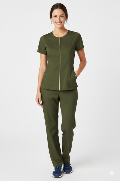 Conjunto uniforme D06 antifluido  mujer verde oliva Colombia