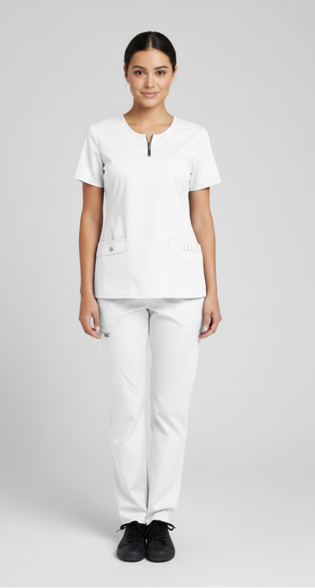 Conjunto uniforme M09 antifluido  mujer blanco Colombia