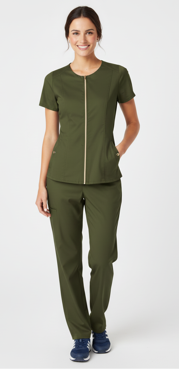 Uniforme Amapola antifluido  mujer verde oliva Colombia