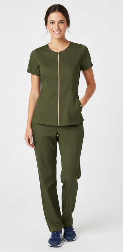 Uniforme Amapola antifluido  mujer verde oliva Colombia