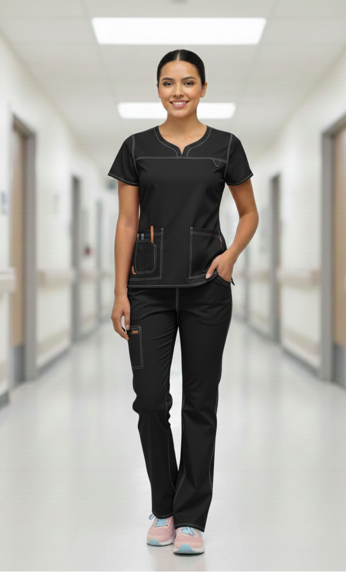 Uniforme clavel antifluido  mujer negro Colombia