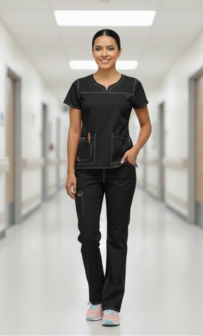 Uniforme clavel antifluido  mujer negro Colombia