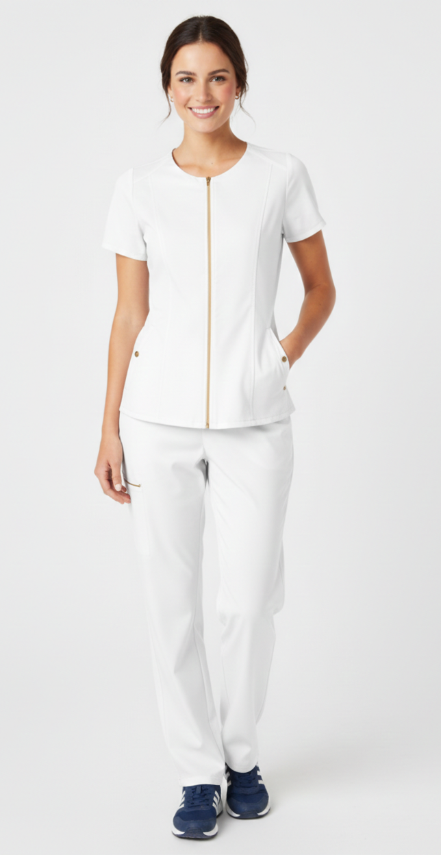 Conjunto uniforme D06 antifluido  mujer blanco Colombia
